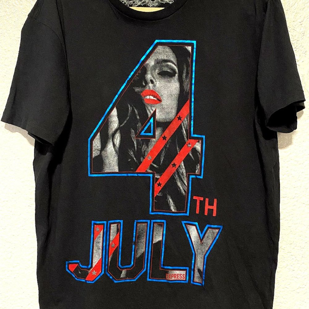 EXPRESS Mens Graphic Short Sleeve T Shirt - 4th of July Girl Size L